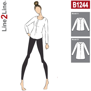 Line2Line snitmønster - B1244 Bluse med stolpe effekt